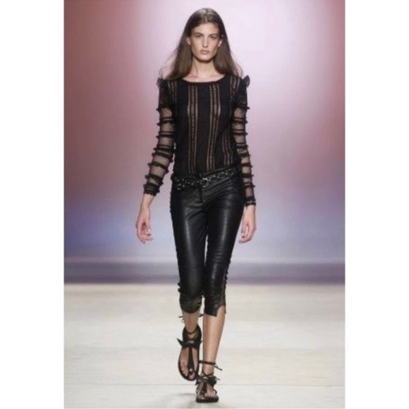 ISABEL MARANT Quena Ruffle Embroidered Long Sleeve  Lace Blouse - Picture 5 of 9